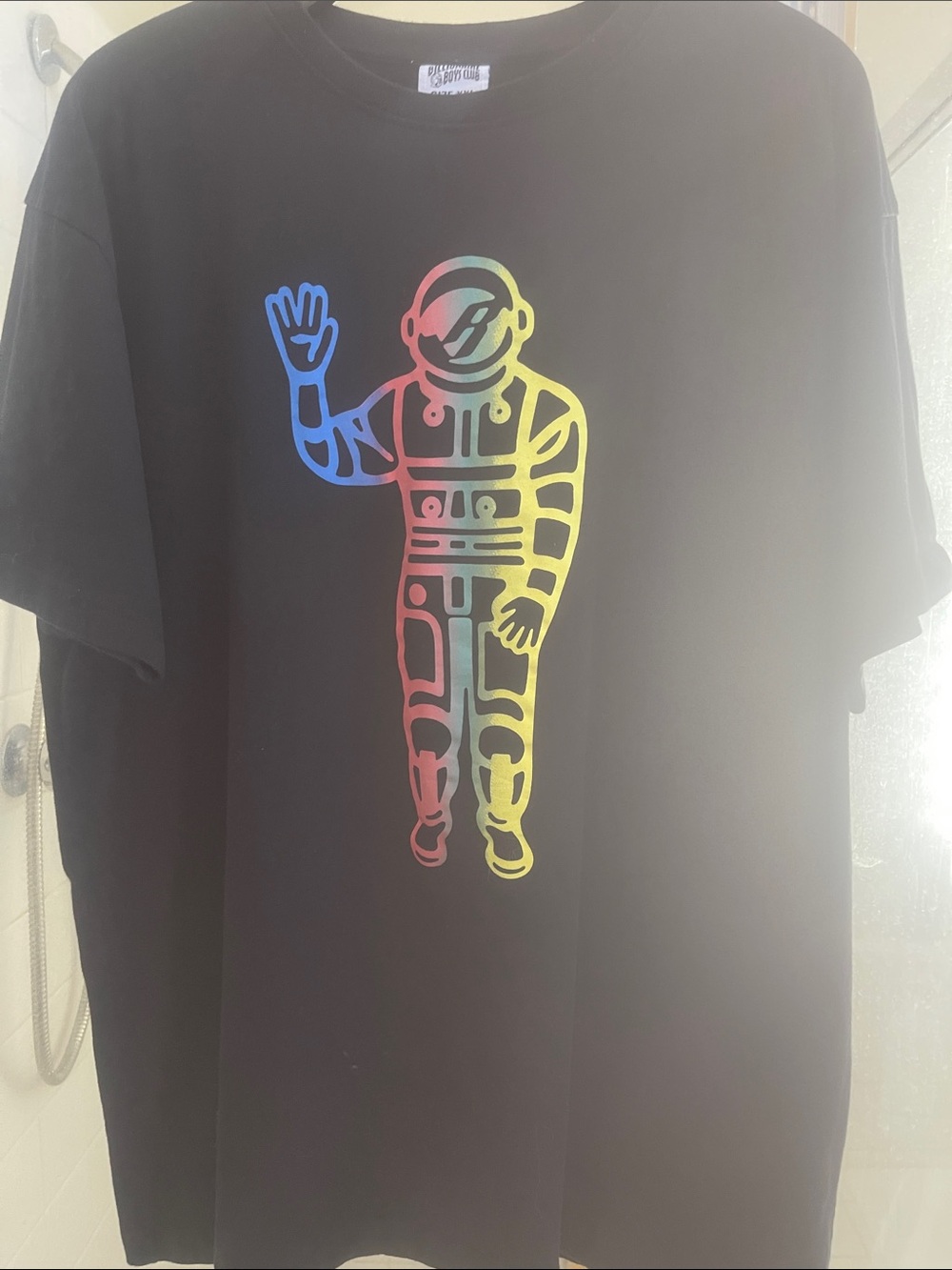 Billionaire Boys Club Black Tee with Rainbow Astronaut Graphic
